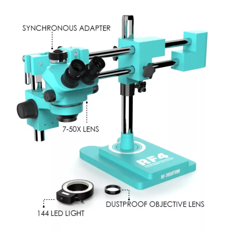 RF4 RF7050TVW WITH BOOMSTANDE Adjust Trinocular Microscope for iphone Mobile BGA repair magnifier Fix Tools