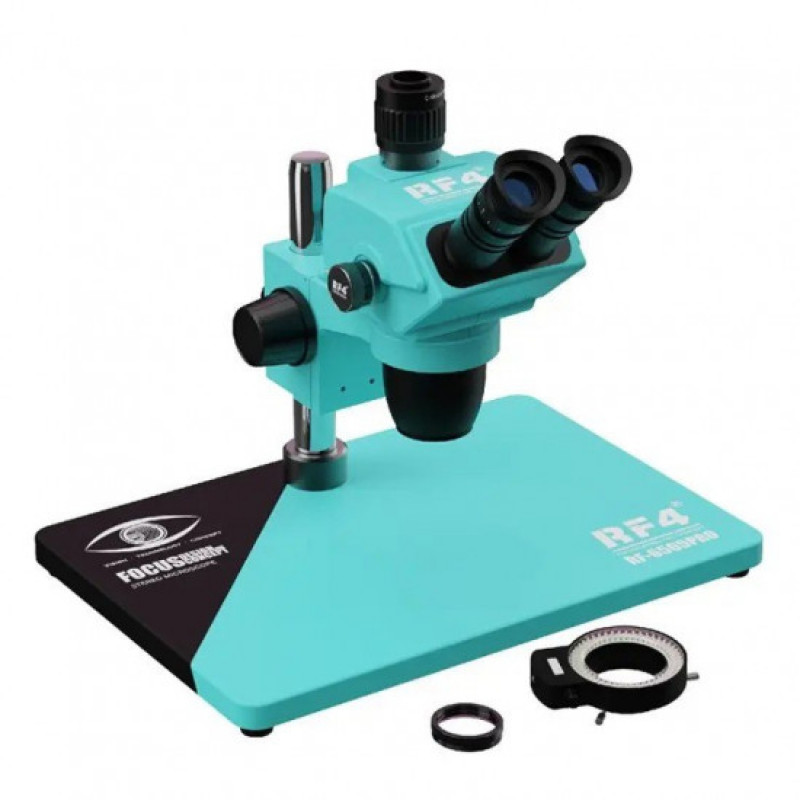 RF4 RF-6565 PRO 6.5-65X SYNCHRONOUS ZOOM TRINOCULAR STEREO MICROSCOPE WITH ALUMINUM ALLOY BASE