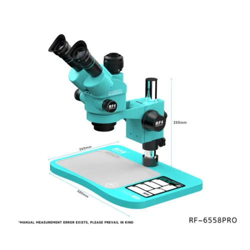 RF4 RF-6558 Pro 6.5-58X Trinocular Stereo Microscope with Big Base & Silicone Pad & Screw Pad