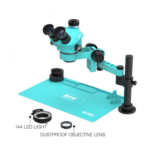 RF4 RF7050Pro-F019 (3D Continuous Zoom) 7X~50X Trinocular Stereo Microscope With 0.5X CTV Camera Zoom Lens & LED Adjustable Light