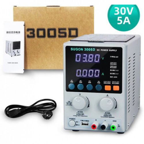 SUGON 3005D ADJUSTABLE DIGITAL DC POWER SUPPLY WITH SHORT KILLER WITH MEMORY OPTION ( 30V~5A )