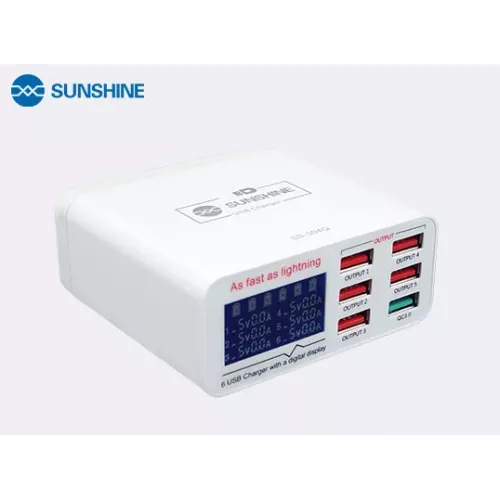 SUNSHINE SS-304Q 6 PORT USB SMART LIGHTNING CHARGER