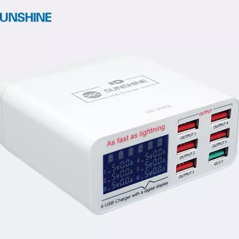 SUNSHINE SS-304Q 6 PORT USB SMART LIGHTNING CHARGER