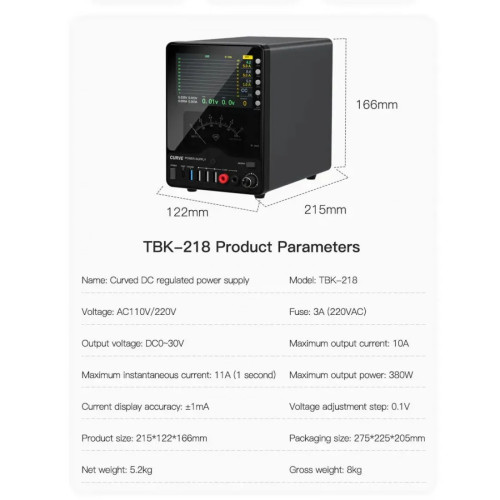 TBK-218 30V / 10A Intelligent Control Curved DC Regulated Power Supply with Pointer Meter