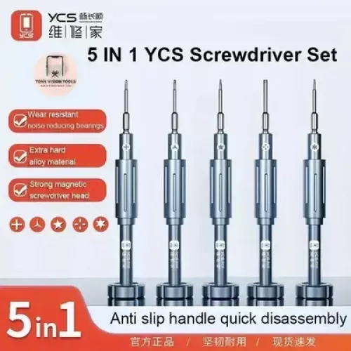 YCS Y101 5 IN 1Set Alloy Ultra Harden Screwdriver High with Precision Magnetic Bits
