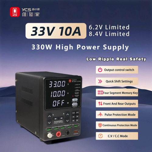 YCS 3310A 33V / 10A High-Power Low Ripple Triple Mode Regulated Power Supply for Mobile Phone Repair