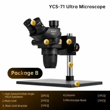 YCS 71 Ultra Package B Trinocular Macroscopic Co-visual Stereo Microscope Set for Soldering Repair