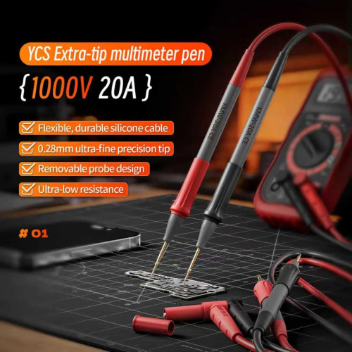 YCS 1000V / 20A Extra-Fine Extra-Hard Multimeter Test Probe Pen with Replaceable Needle