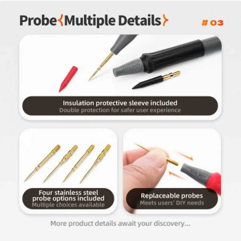YCS 1000V / 20A Extra-Fine Extra-Hard Multimeter Test Probe Pen with Replaceable Needle