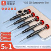 YCS-T05 5-in-1 Magnetic Precision 3D Screwdriver Set for Mobile Phone Repair