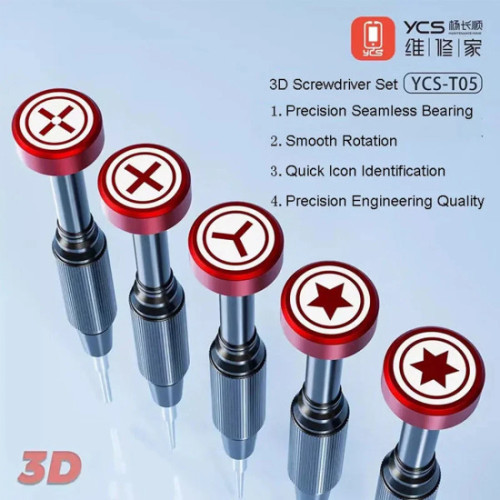 YCS-T05 5-in-1 Magnetic Precision 3D Screwdriver Set for Mobile Phone Repair