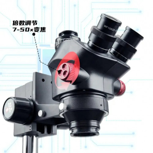 YCS 7050X Synchronous Zoom Trinocular Stereo Microscope with Big Aluminum Alloy Base