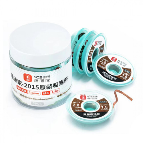 YCS 2015 Desoldering Wire 2.0mm Strong Tin Absorbing Wire ( Width 2.0MM / Length 1.5M ) - 1 PCS