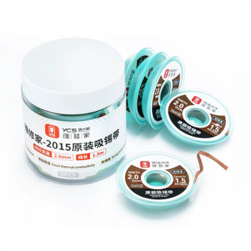 YCS 2015 Desoldering Wire 2.0mm Strong Tin Absorbing Wire ( Width 2.0MM / Length 1.5M ) - 1 PCS