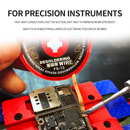 JTX FS-15 1.5M 2.0mm Super Desoldering Wire for PCB Repair - 3Pcs